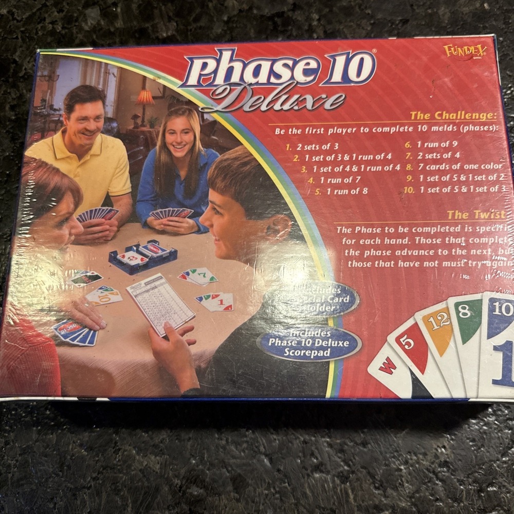 Phase 10 Deluxe Fundex A Rummy Type Card Game Brand New Sealed